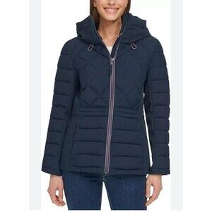 TOMMY HILFIGER jacket NAVY BLUE HOODED QUILTED JACKET SZ XXL NWT warm cozy